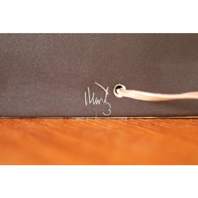 1960s Gordon and Jane Martz M242 Lamp for Marshall Studios Matte Black Tan Incised 33.75" For Sale - Image 12 of 13