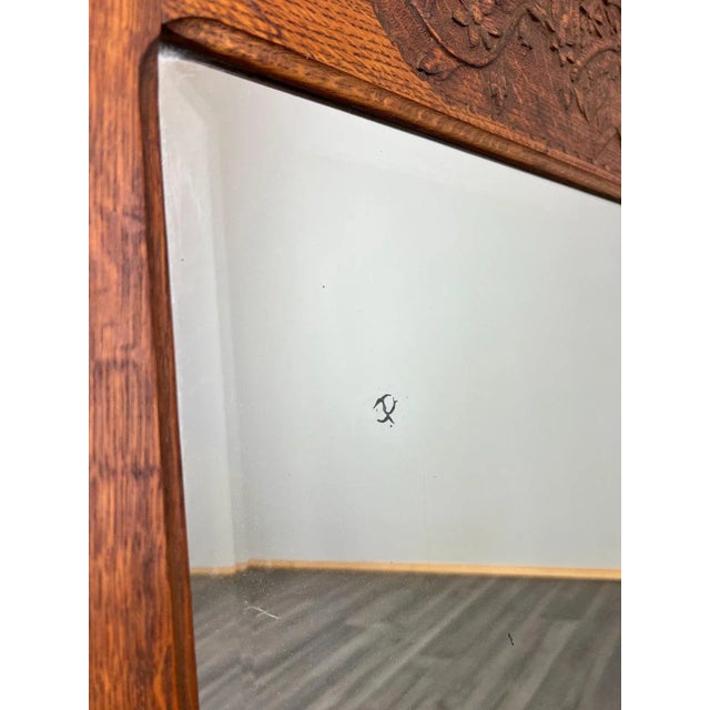 Antique French Mirror with Oak Carved Frame For Sale - Image 5 of 10