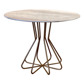 New Metal Fleur Side Table with White Marble Top, Indoor and Outdoor For Sale