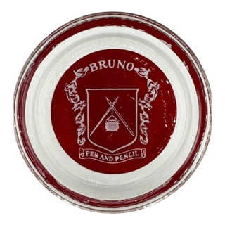 Vintage Bruno Pen and Pencil Nyc Restaurant Glass Ashtray For Sale