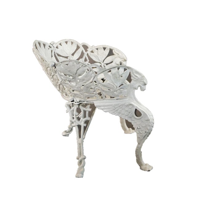 Antique Painted Cast Iron Figural Fern Garden Chairs by Hart Circa 1890 - A Pair For Sale - Image 4 of 6