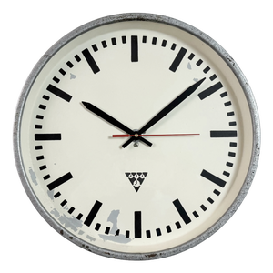 Industrial Grey Factory Wall Clock from Pragotron, 1960s