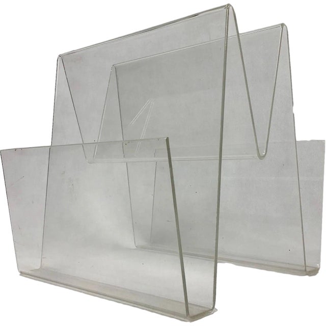 Vintage Magazine Rack in Acrylic Glass, 1970s For Sale