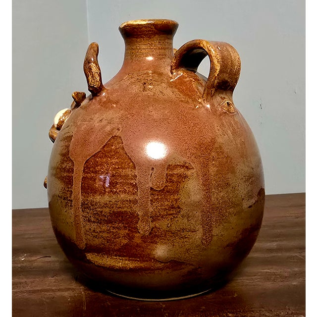 Vintage m.j. Wenn Face Jug, Expressive Stoneware For Sale - Image 4 of 12