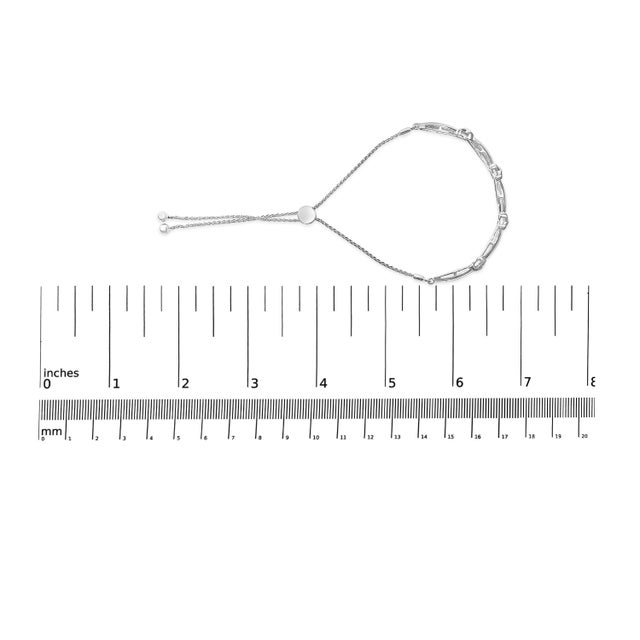 Early 21st Century .925 Sterling Silver 1/10 Cttw Diamond X Link Bolo Bracelet (I-J Color, I2-I3 Clarity) For Sale - Image 5 of 5