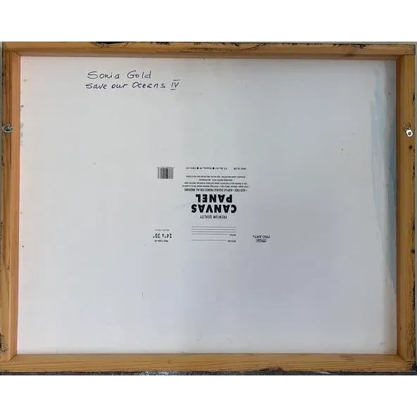 "Save Our Oceans IV" Contemporary Abstract Seascape Mixed-Media Painting For Sale - Image 4 of 10