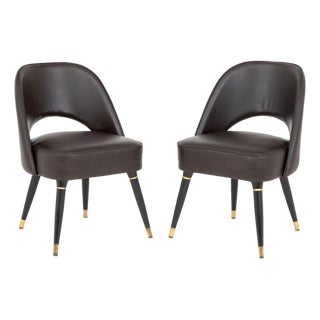 Mid-Century Modern Style Leather Chairs, Pair For Sale