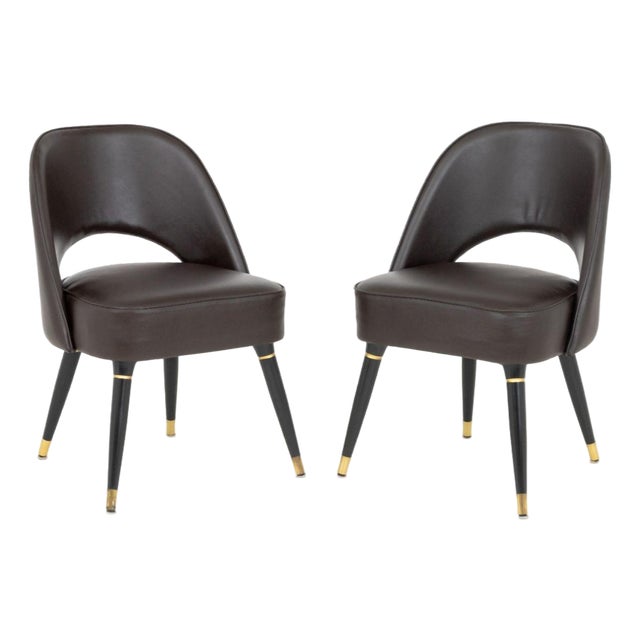 Mid-Century Modern Style Leather Chairs, Pair For Sale