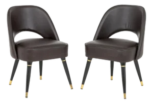 Mid-Century Modern Style Leather Chairs, Pair