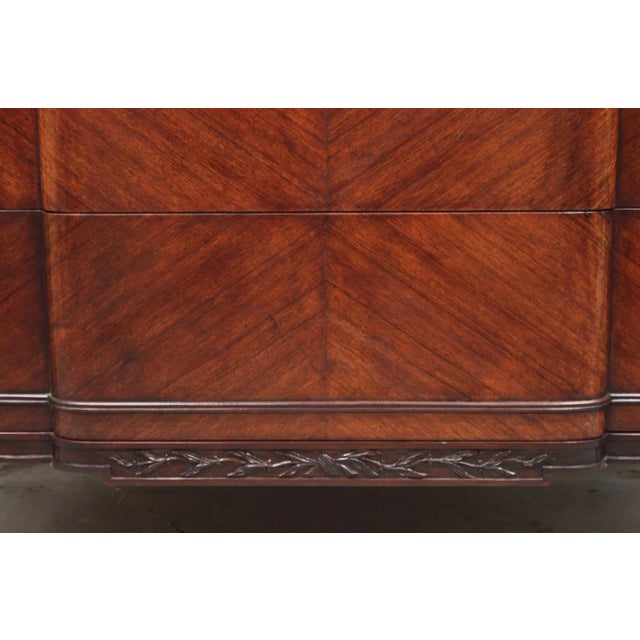 Antique French Louis XVI Maison Jansen Style Mahogany Marble Top Dresser Commode For Sale - Image 14 of 16