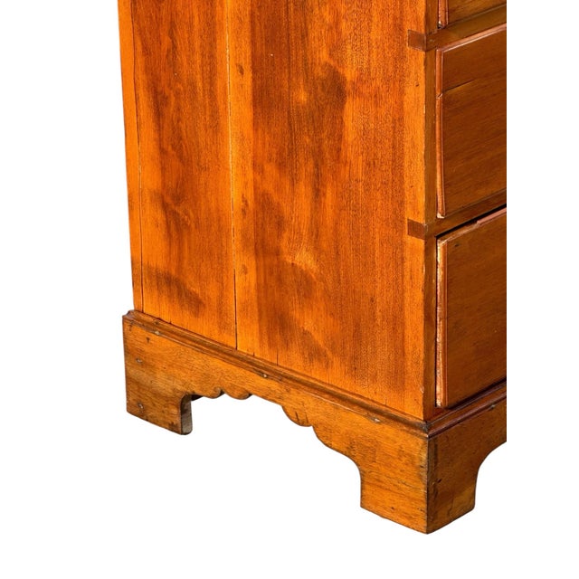 Late 18th Century Antique Chippendale New Hampshire Maple Chest on Chest With Hidden Lock Feature For Sale - Image 5 of 12