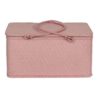 Blush Pink Rattan Picnic Basket For Sale