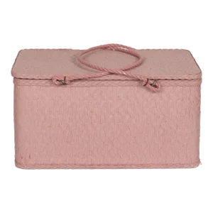 Blush Pink Rattan Picnic Basket