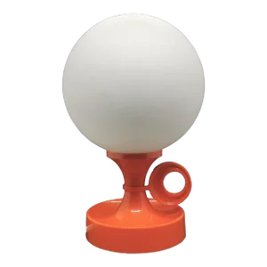 1970s Space Age Orange Table Lamp, Richard Essig Design Bedside Lamp Frosted Glass & Plastic