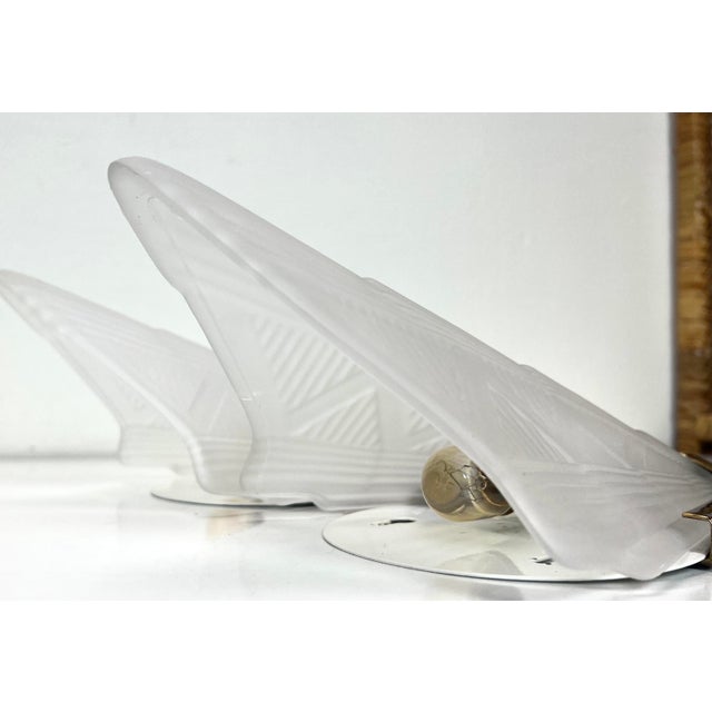 Goldenrod Art Deco Style Triangle Glass Brass Wall Lights Sconces, Sweden, 1980s, Set of 2 For Sale - Image 8 of 14