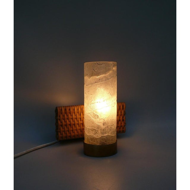 Wall Lights in Ice Glass, Rattan & Brass from Doria Leuchten, 1960s, Set of 2 For Sale - Image 9 of 18