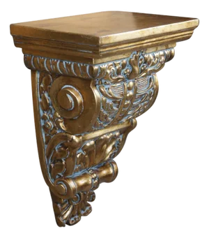 French Regency Style Scrolled & Scalloped Corbel Wall Bracket Shelf Sconce