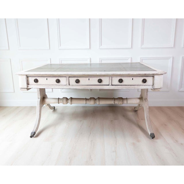 European Early 19th Century Partners Desk with Bronze Mounts and Leather Top For Sale - Image 4 of 14