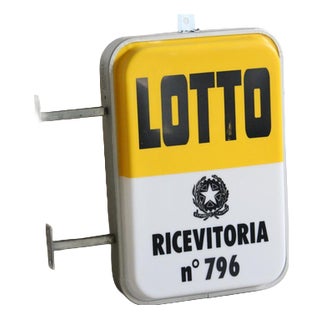 Double-Sided Illuminated Lotto No. 796 Sign, 1950s-1960s For Sale
