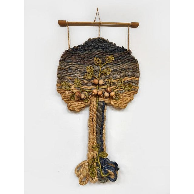 1960s Mid-Century Macramé Tree of Life Wall Tapestry, 1960 For Sale - Image 5 of 8