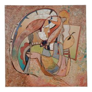 Oleg Zhivetin "Model" Original One of a Kind Mixed Media Artwork on Canvas Hand Signed and Dated by the Artist "O. Zhivetin '91"