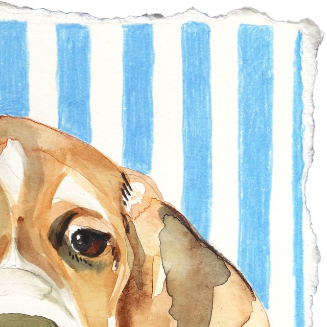 Arts & Crafts I Hunt Rabbits - Playful Dog Pet Portrait Mixed Media Painting on Paper Original Artwork by Kellie Newsome For Sale - Image 3 of 7