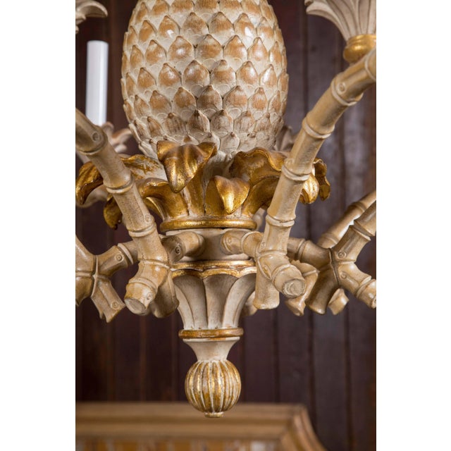 Italian Carved Wood Pineapple Chandelier For Sale In New York - Image 6 of 9