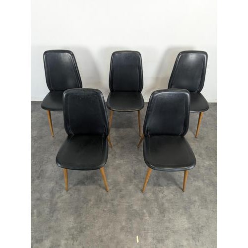 Vintage Scandinavian Black Chairs, Set of 5 For Sale - Image 3 of 8