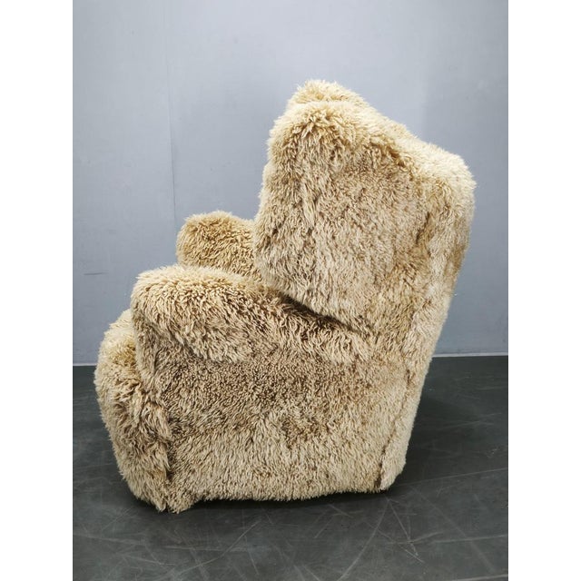 Art Deco Wingback Armchair in Honey Skandilock Sheepskin, 1930s For Sale - Image 9 of 11