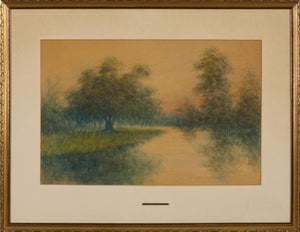 Oak on the Bayou (Framed Antique Landscape Painting), Alexander Drysdale