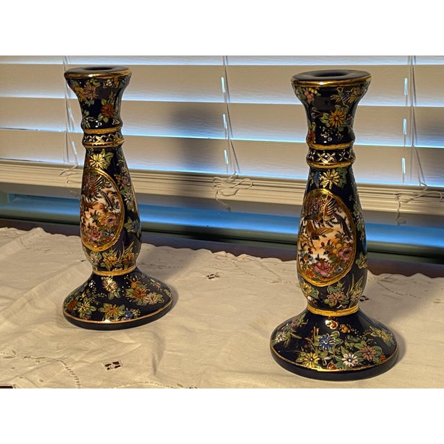 Vintage 6-Piece Japanese Satsuma Style Room Collection - Lamps, Vases & Candlesticks For Sale - Image 16 of 18