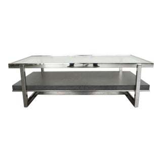 Vintage Chrome & Glass Coffee Table For Sale