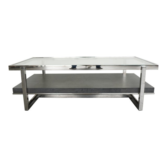 Vintage Chrome & Glass Coffee Table For Sale