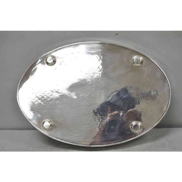 Vintage Israel Freeman and Son English Edwardian Oval Silver Plated Platter Tray For Sale - Image 10 of 13