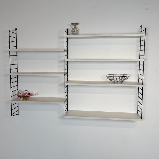 Vintage Wall Rack with White Shelves by Kajsa & Nils Nisse Strinning, 1960s For Sale - Image 11 of 11