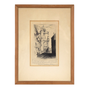 "Church of St. Aignan Chartres" Etching in Ink on Paper (Demonstration Plate) by John Taylor Arms