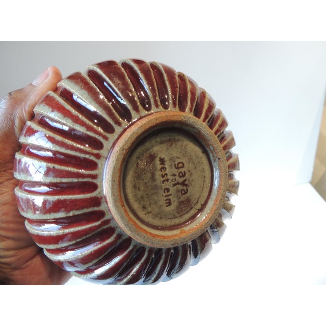 2020s Fired Glazed Red & Green Ribbed Mid-Century Modern Vase For Sale - Image 5 of 6