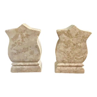 Pair of Travertine Bookends-Mid 20th Century For Sale