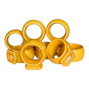 Vintage Italian Yellow Ceramic Napkin Rings - Set of 8