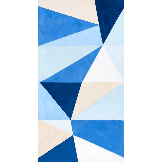 Schumacher Sample - Schumacher X Miles Redd Cubist Silk Panel Fabric in Blue For Sale - Image 4 of 4