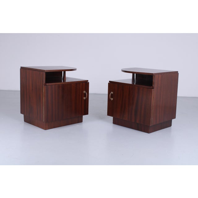 1940s Art Deco Dark Wood Nightstands, 1940s, Set of 2 For Sale - Image 5 of 15