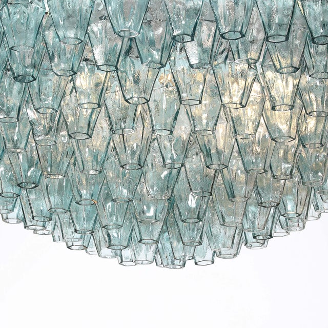 Modernist Hand-Blown Aquamarine Murano Glass Polyhedral Chandelier For Sale In New York - Image 6 of 12