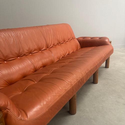 Mid 20th Century Brutalist Brazilian Leather Lounge Sofa, Germany, 1960s For Sale - Image 5 of 15
