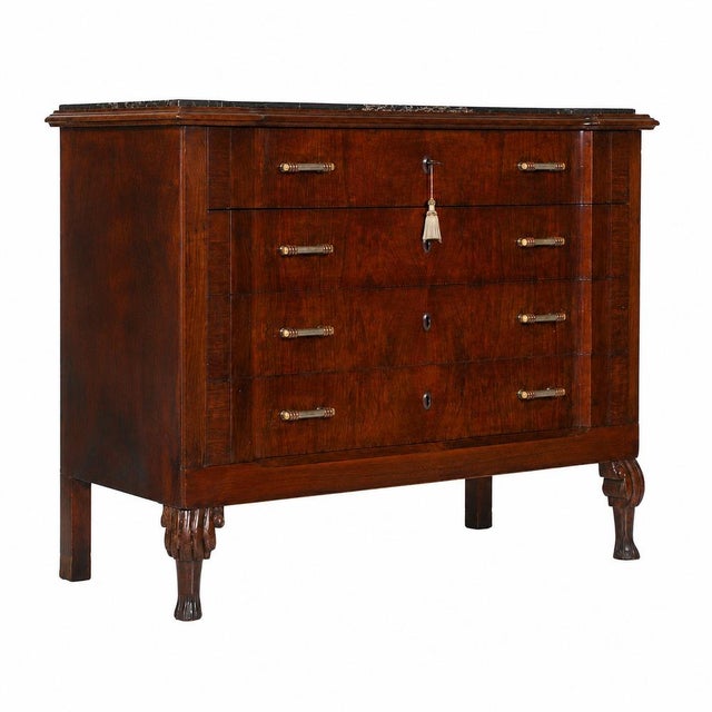 Charles X Italian Venetian Mahogany Commode with Portoro Marble Top, 1830 For Sale - Image 12 of 12
