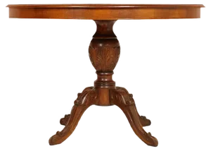 Round Vintage Hand-Carved Walnut Table