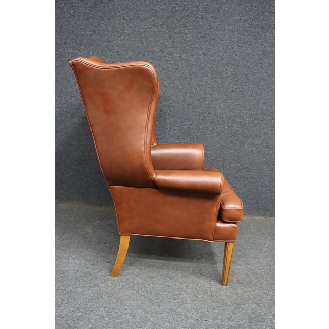 Ethan Allen Leather Wingback Chair For Sale - Image 9 of 12
