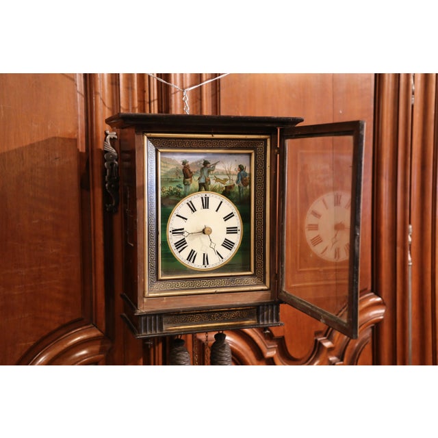 19th Century French Napoleon III Hand-Painted Wall Clock With Hunting Scene For Sale In Dallas - Image 6 of 13