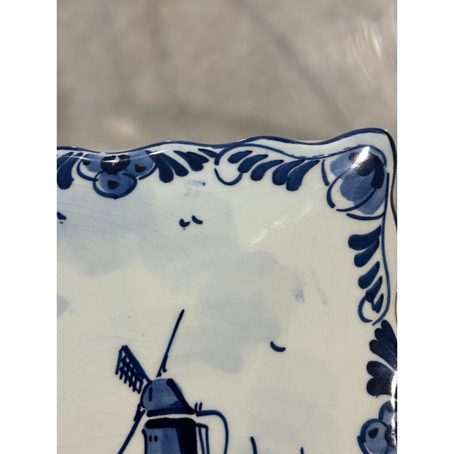 Vintage Delft Blue Holland Hand-Painted Windmill Lidded Trinket Box For Sale - Image 12 of 12