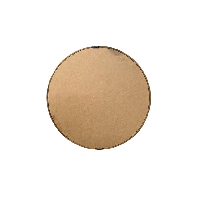 Vintage Lodge-Style Round Wood and Metal Mirror For Sale In Greensboro - Image 6 of 6