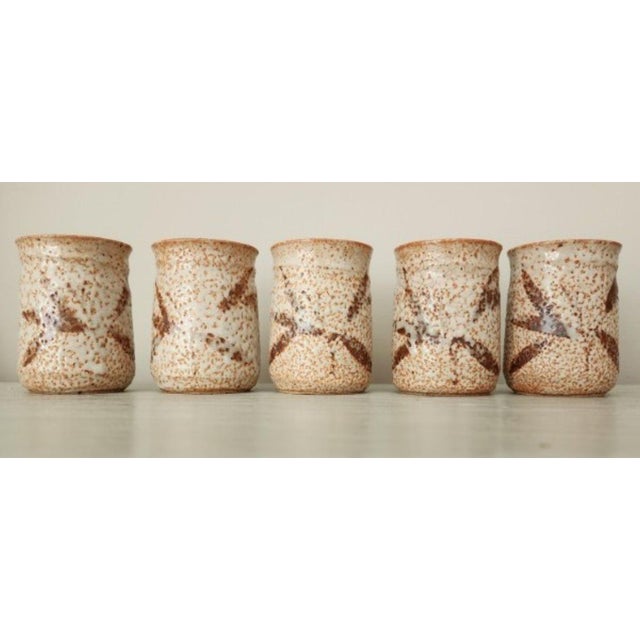 Rust and Cream Textured Studio Pottery Vessels, Set of 5 For Sale - Image 10 of 13
